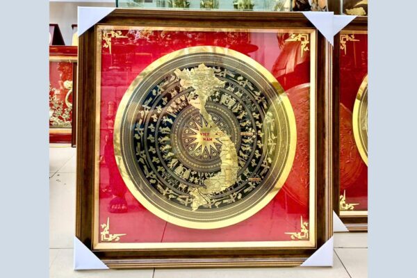 tranh trống đồng vàng treo tường