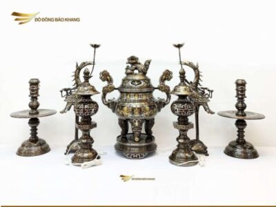 Bộ Thất Sự Đỉnh Rồng khảm ngũ sắc