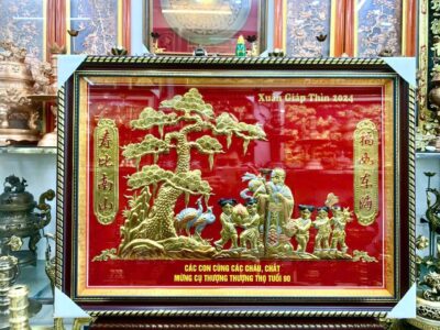 tranh mừng thọ bằng đồng giá rẻ hỉnh ảnh minh họa