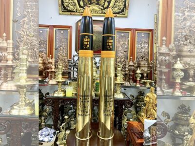 Đôi Vỏ Đạn Pháo 130li Nguyên Bản Và Đầu Gỗ