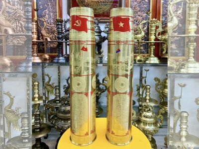 Cặp Vỏ Đạn Pháo 130li Nga Ăn Mòn Hoa Văn
