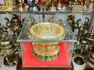Quả Trống Đồng Đông Sơn Mạ Vàng Đường Kính 30cm