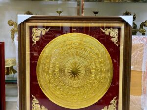 Tranh Trống Đồng Dát Vàng Lá 10k Kích Thước 85x85 (cm)