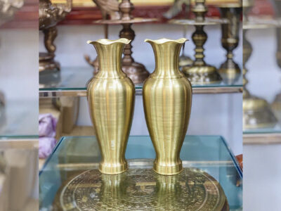 Đôi Lọ Hoa Trơn Bằng Đồng Cát Tút Cao 38cm