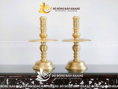 Đôi Chân Nến Trơn Bằng Bằng Màu Vàng Mộc Cao 52cm