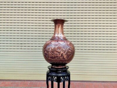 Cặp Lộc Bình Đồng Đỏ Gò Thủ Công Cao 65cm