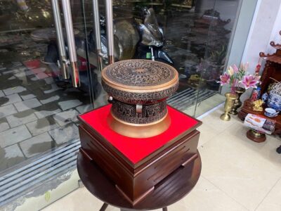 Quả Trống Đồng Đỏ Đúc Đường Kính 30cm