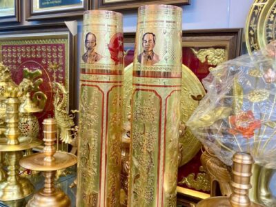 Đôi Vỏ 130mm Nga ăn mòn hoa văn Tứ Quý mạ đồng đỏ