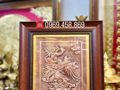 Tranh Phượng Hoàng bằng đồng đỏ kích thước 28x38 (cm)