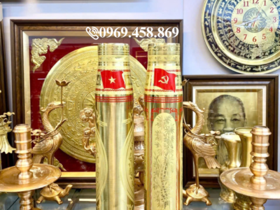 Cặp Vỏ 100li Nga ăn mòn hoa văn Trống Đồng , Tứ Quý
